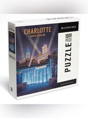 Charlotte North Carolina 1000-Piece Puzzle by Lantern Press - Blue/Gold/Black